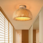 Handmade bamboo pendant light shade by DEMOLIGHTS, showcasing a natural woven design for modern pendant lighting.