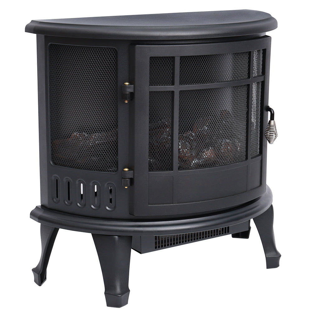 Garden Sanctuary 1800W electric fireplace heater with realistic flame effect and sleek design, ideal for cozy home heating.