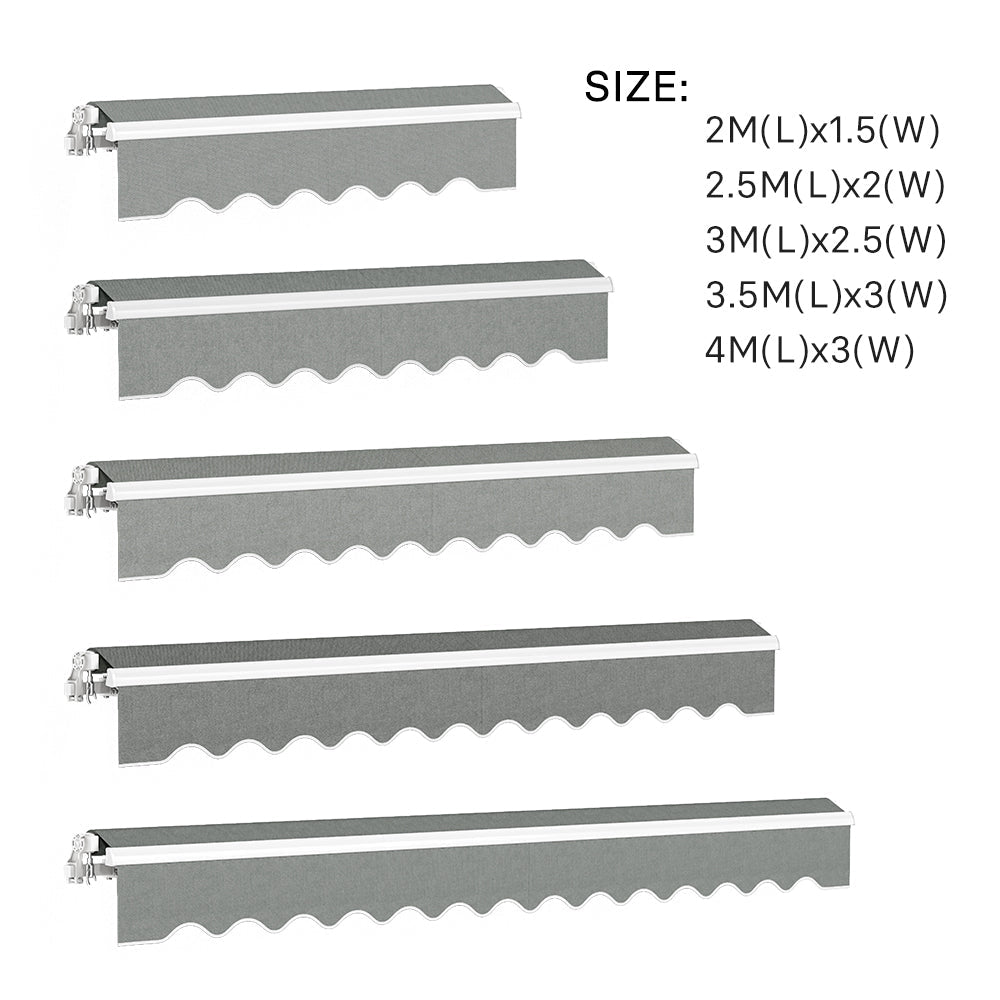 Grey Manual Retractable Patio Awning