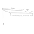 Retractable Patio Awning - Manual Shelter - Grey Awnings   L 250 x W 200 cm 