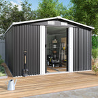 10 x 12 ft Metal Garden Storage Shed with Apex Roof