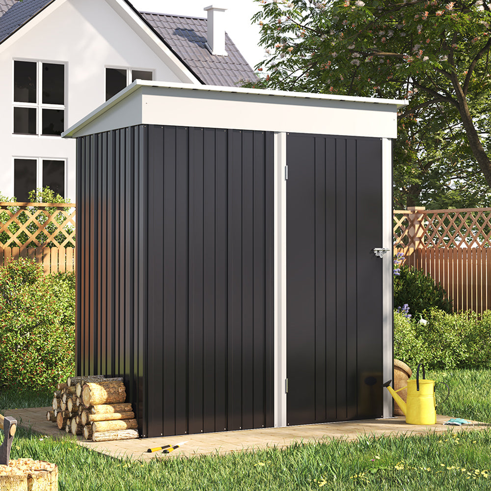 5 x 3 ft Metal Garden Storage Shed with Pent Roof & Shelves