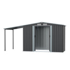 8 x 6 ft Metal Garden Storage Shed with Apex Roof & 4 ft Side Lean-to