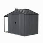 Galvanised Steel Garden Storage Shed with Apex Roof & Side Lean-to