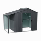 Galvanised Steel Garden Storage Shed with Apex Roof & Side Lean-to