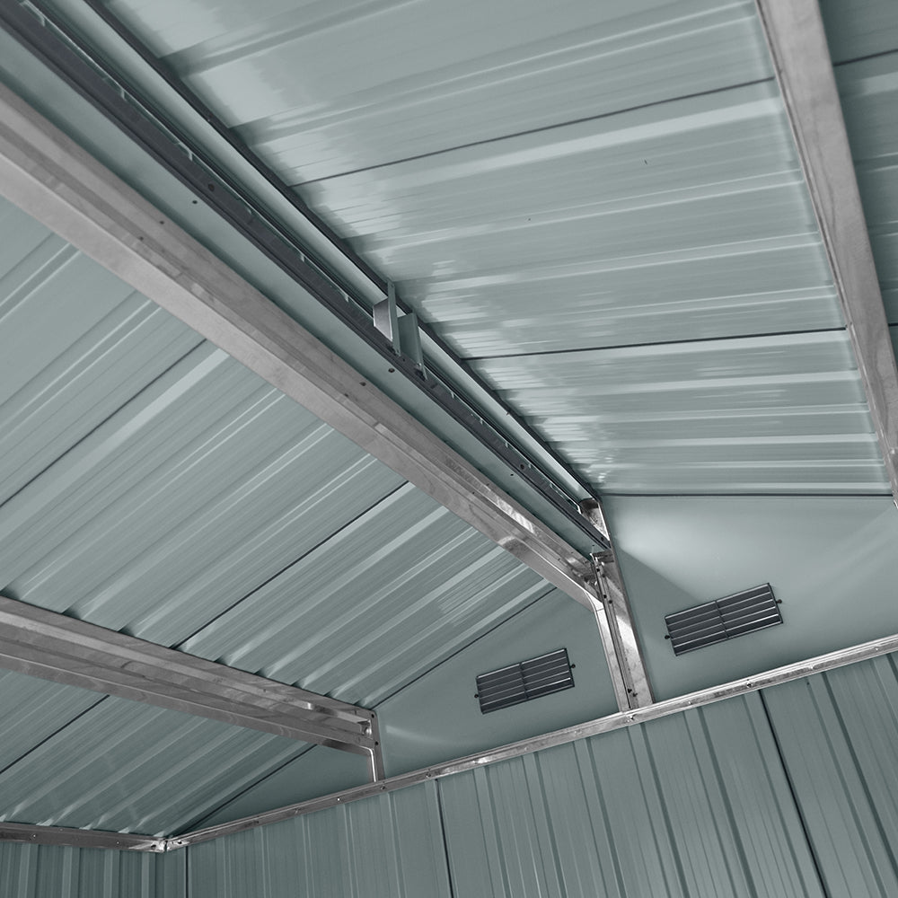 Galvanised Steel Garden Storage Shed with Apex Roof & Side Lean-to