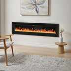 60 Inch Electrical Fireplace with 12 Vibrant Flame Colours, Adjustable Heating Mode
