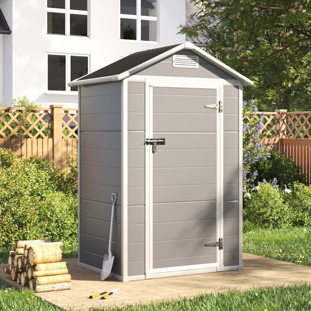 4 x 3 ft Plastic Garden Storage Shed with Apex Roof & Lockable Door