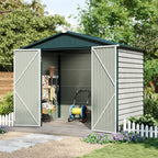 8 x 6 ft Metal Garden Storage Shed with Apex Roof & Double Doors