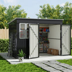 9 x 6 ft Metal Garden Storage Shed with Pent Roof & Double Doors