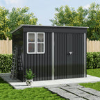 9 x 6 ft Metal Garden Storage Shed with Pent Roof & Double Doors