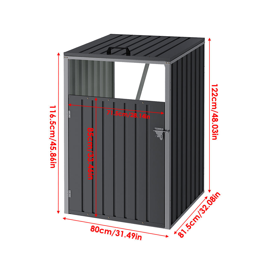 Metal Outdoor Garbage Bin Shed For 1 Trash Bin