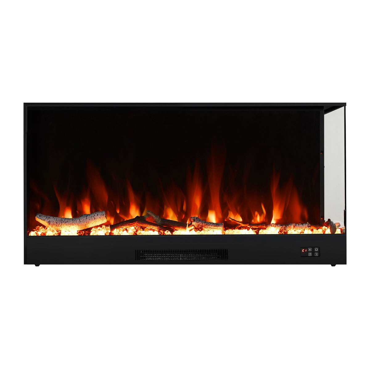 Modern L-Shape Recessed Electric Fireplace with Remote