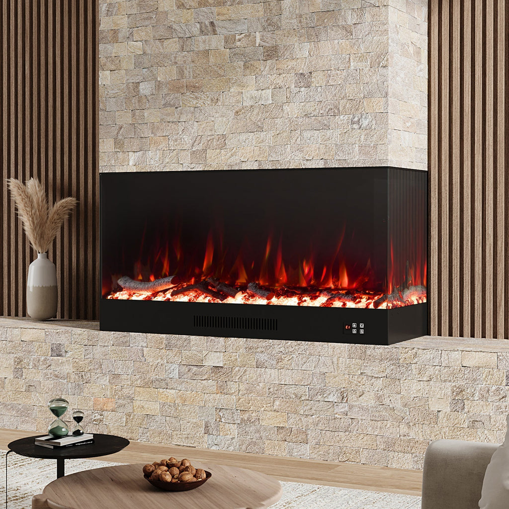 Modern Recessed Electric Fireplace with Remote