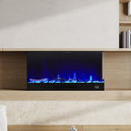 Modern Recessed Electric Fireplace with Remote