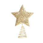 Golden glitter Christmas tree star topper by Garden Sanctuary, perfect for holiday tree decorating and festive home decor.