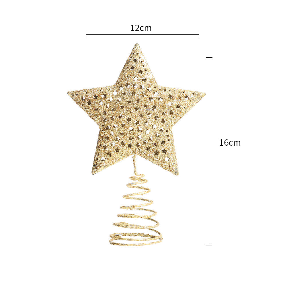 Golden glitter Christmas tree star topper from Garden Sanctuary, adorned with shimmering ornaments for festive holiday decor.