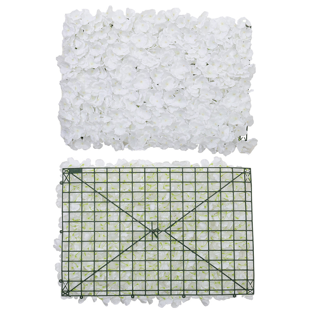 Handcrafted White Silk Hydrangea Flower Panel
