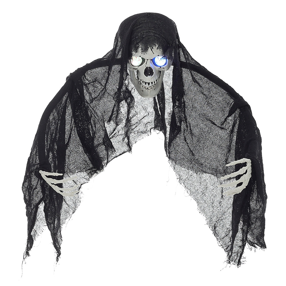 Halloween Hanging Skull Ghost with Light-Up Eyes