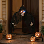 Halloween Hanging Skull Ghost with Light-Up Eyes