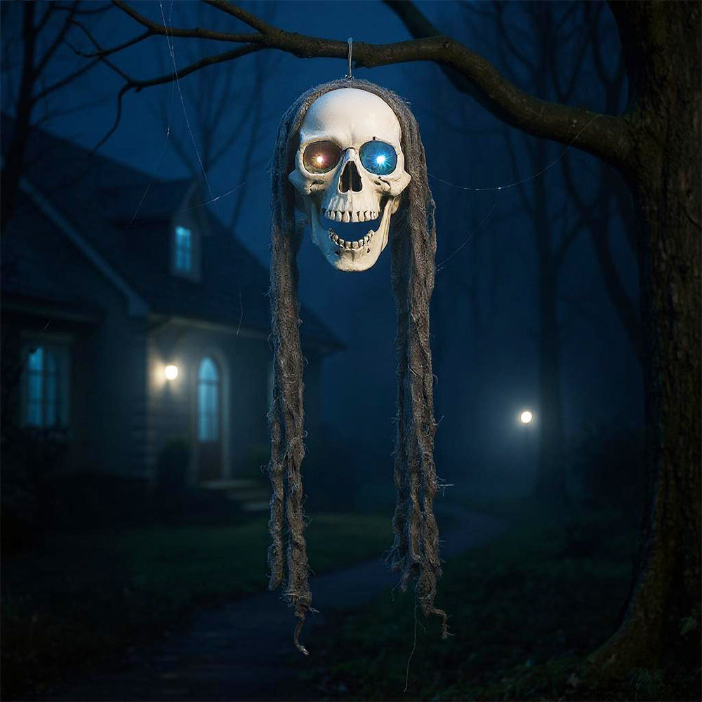 Halloween Hanging Skull with Glowing Eyes
