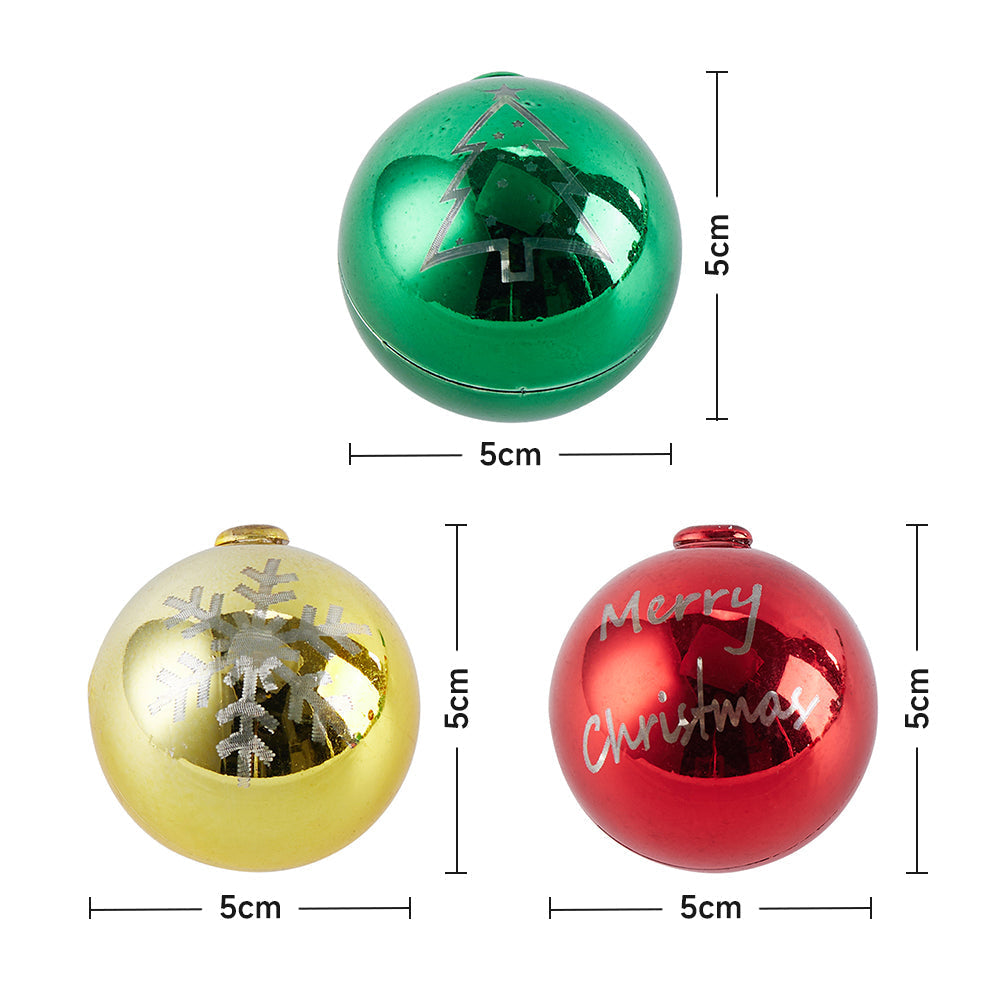 Multicoloured Christmas ball ornament string lights by Garden Sanctuary, battery-powered festive holiday decoration with colorful bulbs.