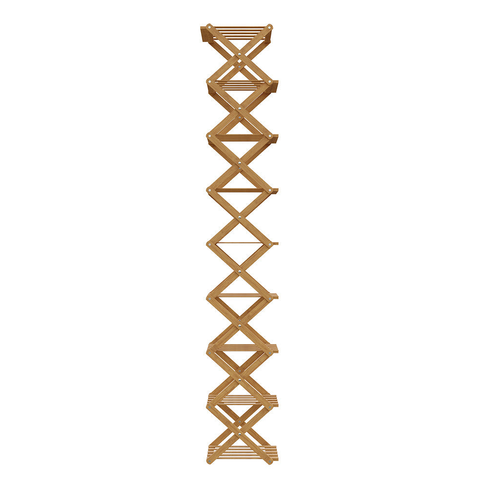 9-Tier Bamboo Folding Shoe Rack