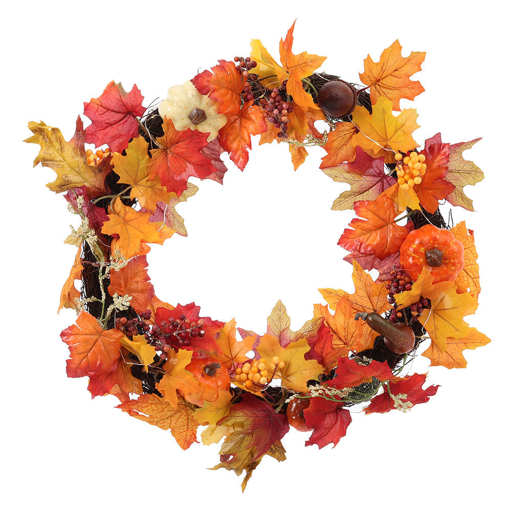 Fall Wreath for Front Door Halloween Thanksgiving Decoration