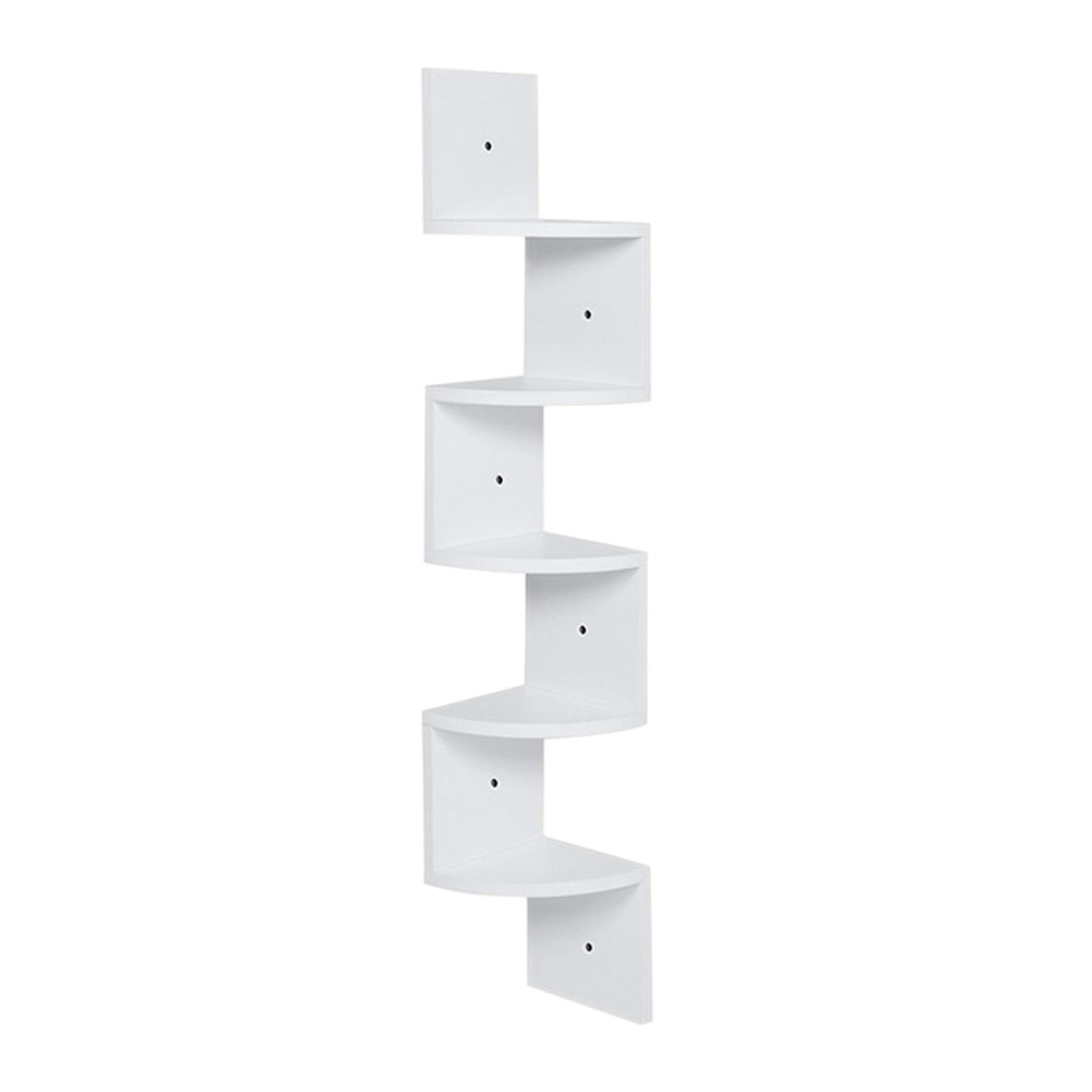 Wooden Zigzag Floating Corner Shelves 5-Tier White