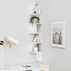 Wooden Zigzag Floating Corner Shelves 5-Tier White