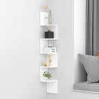 Wooden Zigzag Floating Corner Shelves 5-Tier White