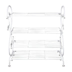 White Metal 4 Tier S-Shape Shoe Rack