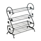 Black Metal 4 Tier S-Shape Shoe Rack