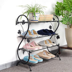 Black Metal 4 Tier S-Shape Shoe Rack