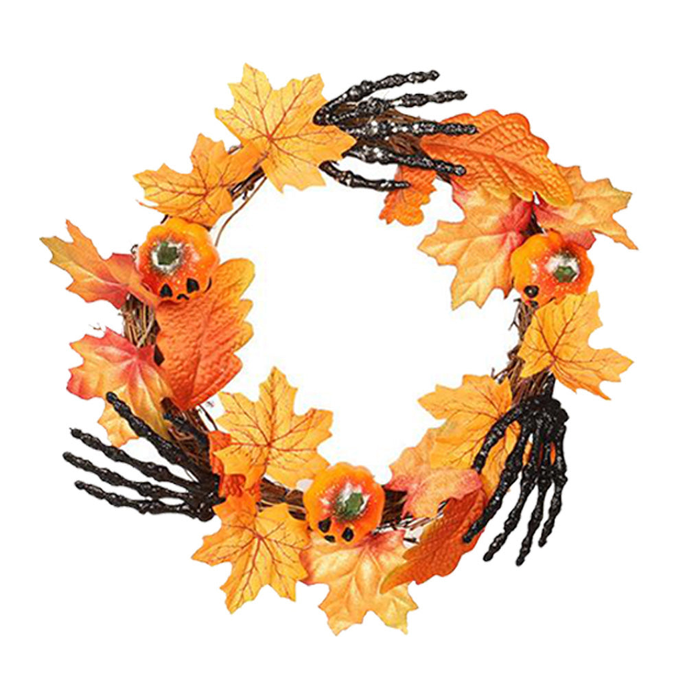 Halloween Wreath Hand Pumpkin Wreath for Front Door Decor