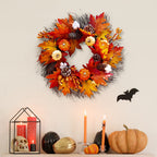 Autumnal Halloween Door Decorative Wreath Maple Pumpkin