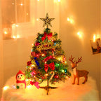 Mini artificial Christmas tree with LED lights, tabletop size, decorative holiday tree by Garden Sanctuary.