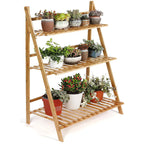3-Tier Foldable Wooden Ladder Plant Stand
