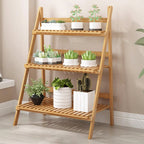 3-Tier Foldable Wooden Ladder Plant Stand