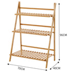 3-Tier Foldable Wooden Ladder Plant Stand