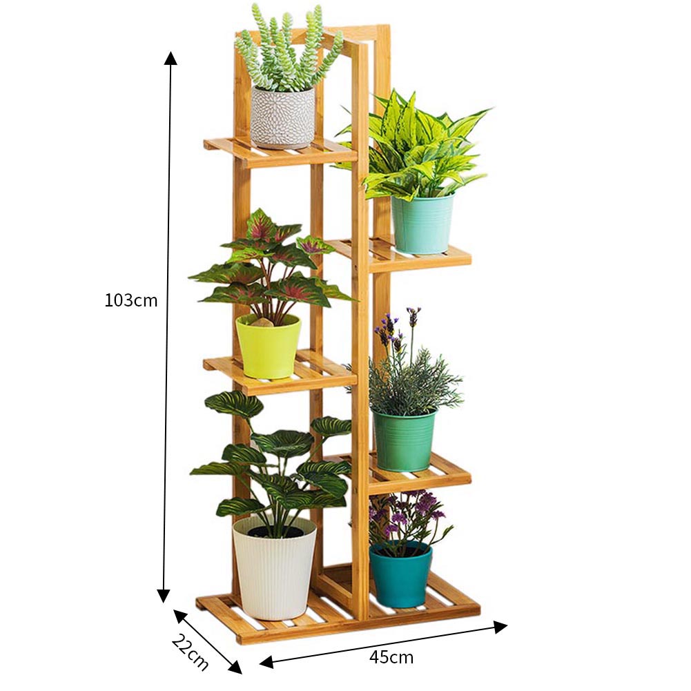 Rustic Wooden Multi-Tiered Potted Plant Stand