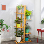 Rustic Wooden Multi-Tiered Potted Plant Stand
