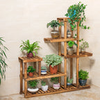 Rustic Large Multi-Tiered Wooden Plant Stand
