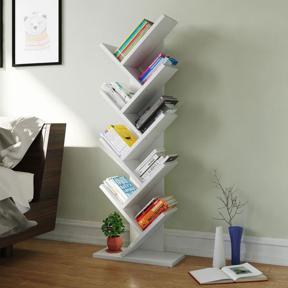 Rustic Standing Tree Bookshelf Wood Display Rack