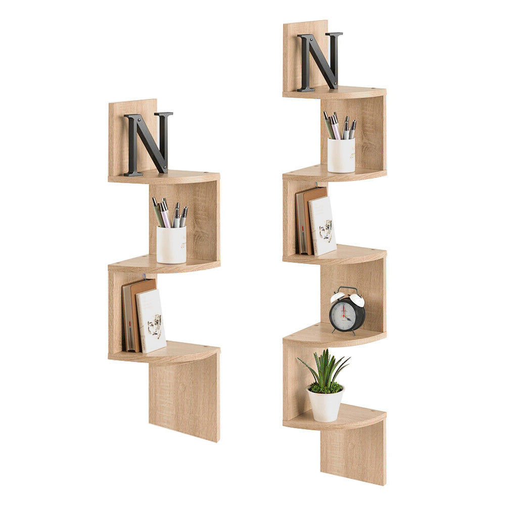 Tiered Wooden Floating Corner Shelf