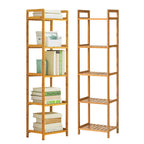 Tiered Bamboo Wood Book Storage Shelf