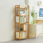 Tiered Bamboo Wood Book Storage Shelf