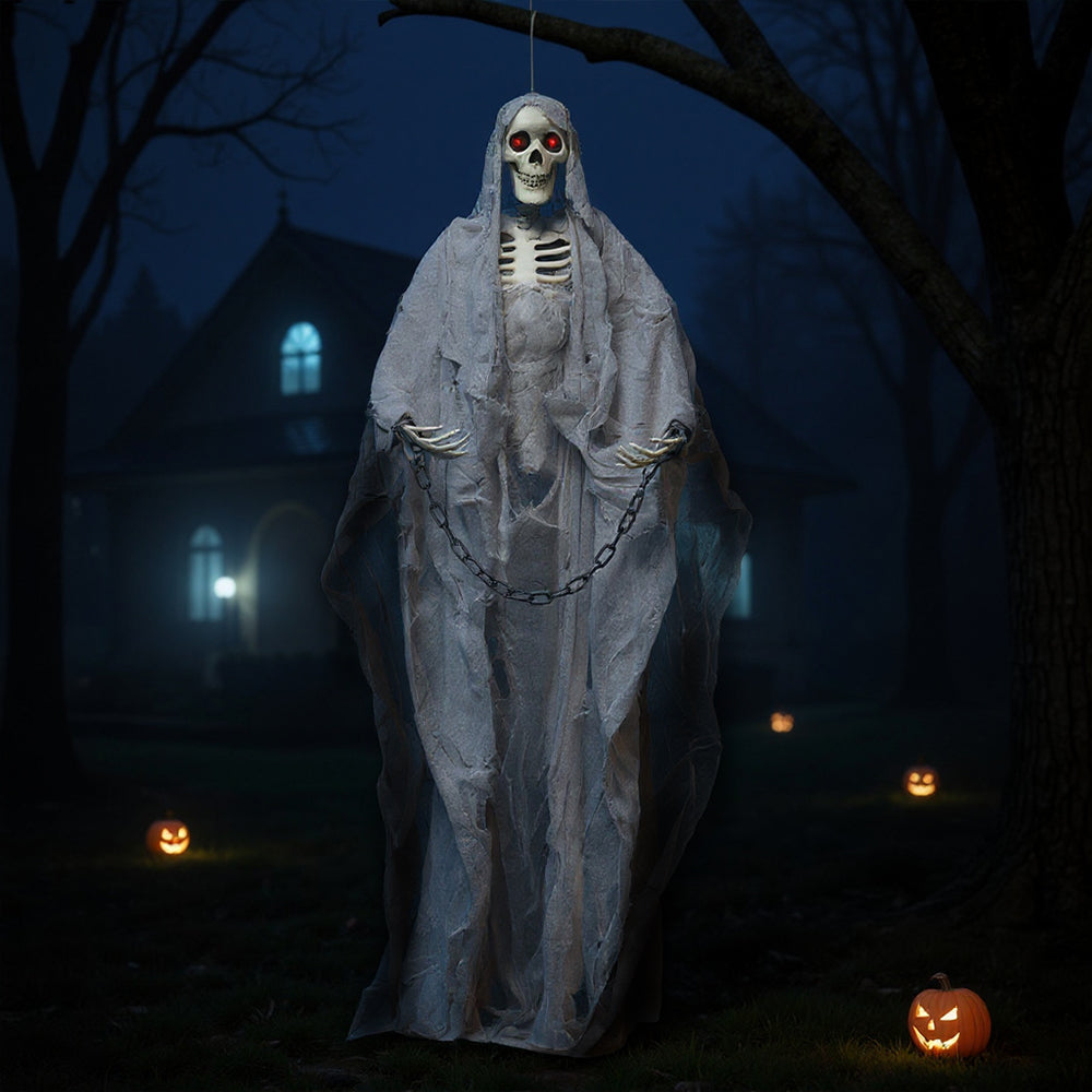 Halloween Hanging Skeleton Ghost with Motion Sensor