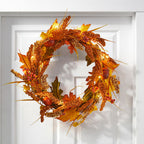 Large Autumn Golden Sorghum Door Wreath with LED Lights