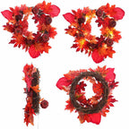 Fall Maple Leaf Pumpkin Wreath Artificial Wreath Front Door Decoration
